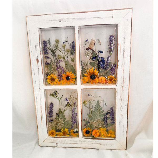 Everlasting Garden Window - Handmade Dried Floral Resin Window Art