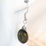 Northern Lights Forest Earrings - Handmade Real Ferns and Aurora Sky