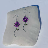 Flower Purple Blossom Handmade Resin Flower Earrings - Nature Insipred