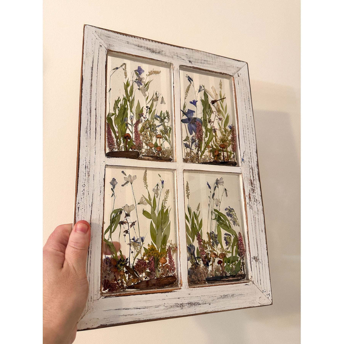 Woodland Whisper Window Decor - Handmade Dried Flower Resin Art