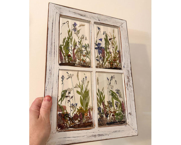 Woodland Whisper Window Decor - Handmade Dried Flower Resin Art