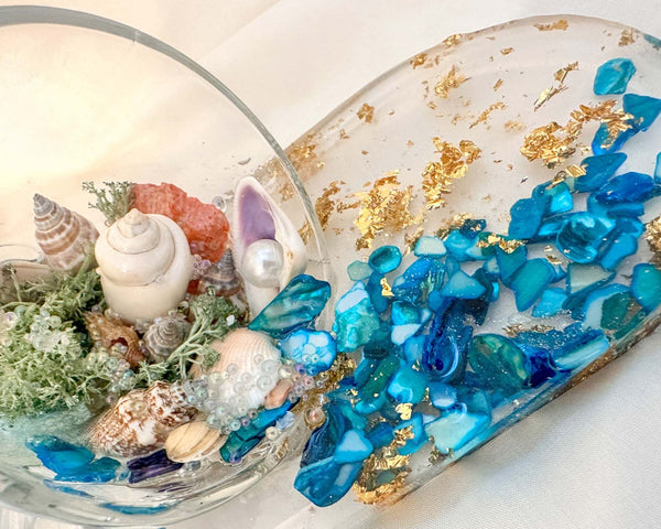 Ocean Spillover Mug Tray - Whimsical Handmade Beach Resin Art