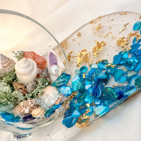 Ocean Spillover Mug Tray - Whimsical Handmade Beach Resin Art