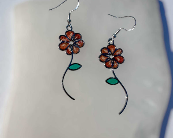 Flower Pink Blossoms - Handmade Resin Flower Earrings Petal Accents