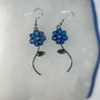 Earrings - Blue Blooms - Handcrafted Blue Petal White Accent Flowers