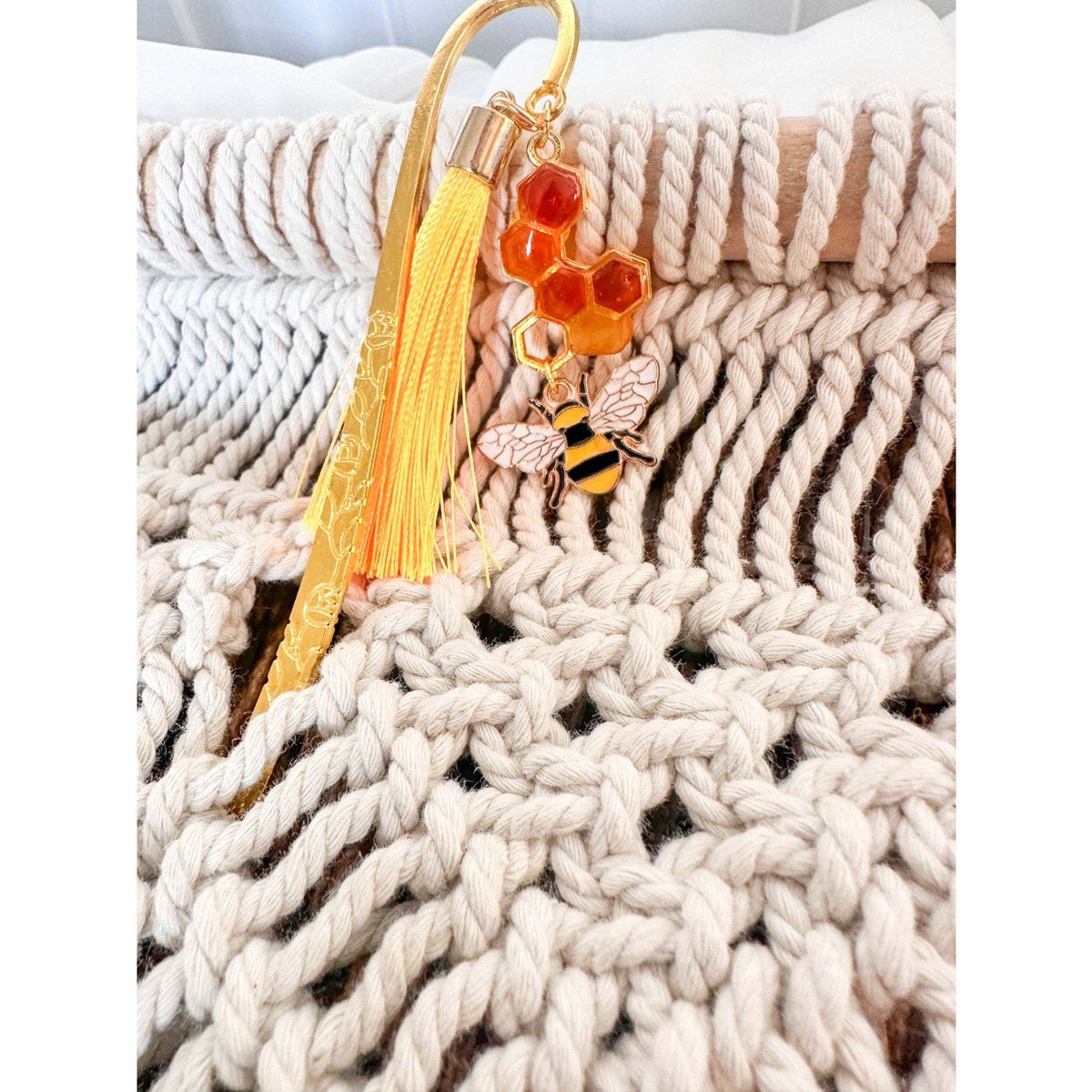 Honey Bee Bookmarks Handmade Honeycomb Dripping Honey & Bee Charm