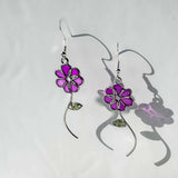 Flower Purple Blossom Handmade Resin Flower Earrings - Nature Insipred