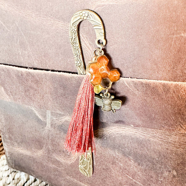 Honey Bee Bookmarks - Handmade Dripping Honey Comb Bee Charming