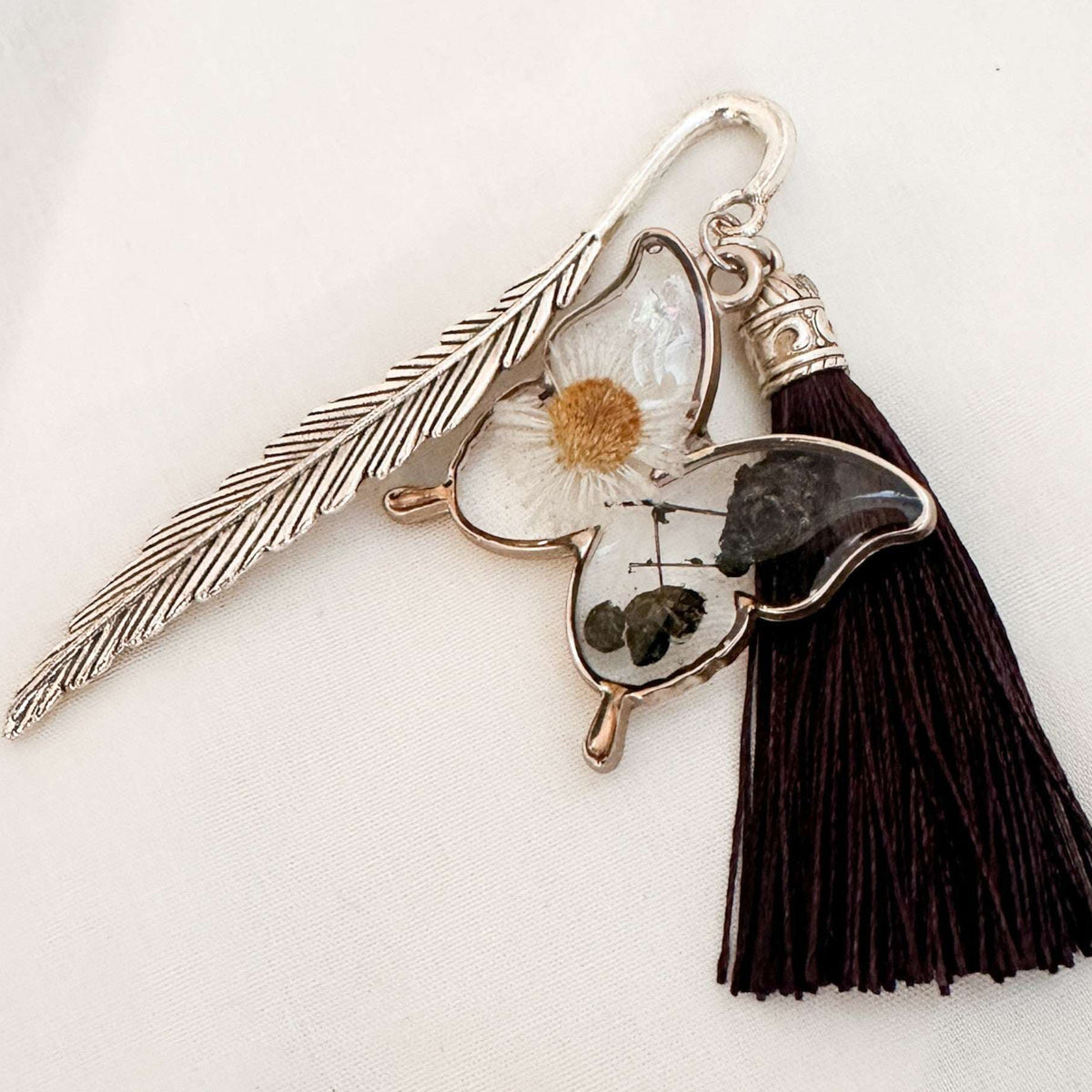 Butterfly Bookmarks- Handmade with Floral Accents & Metal Hook