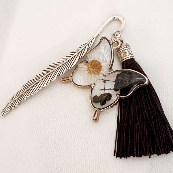 Butterfly Bookmarks- Handmade with Floral Accents & Metal Hook