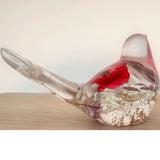 Red Rose Floral Bird - Romantic Handmade Resin Bird Decor with Real Flowers