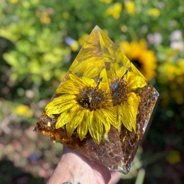 Dragonfly Pyramid - Sunshine & Sunflowers - Glass Reflections