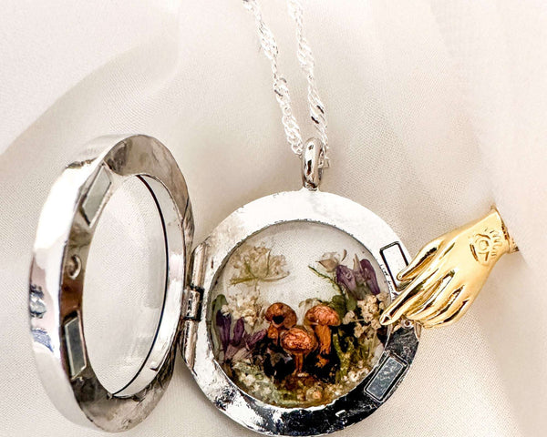 Boreal Forest Looking Glass Pendant – Handmade Botanical Forest Art