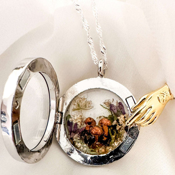 Boreal Forest Looking Glass Pendant – Handmade Botanical Forest Art