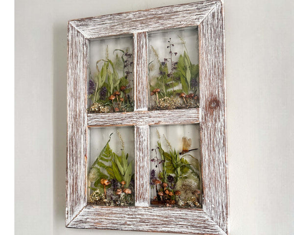 Woodland Whispers - Handmade Rustic Wood Botanical Resin Window