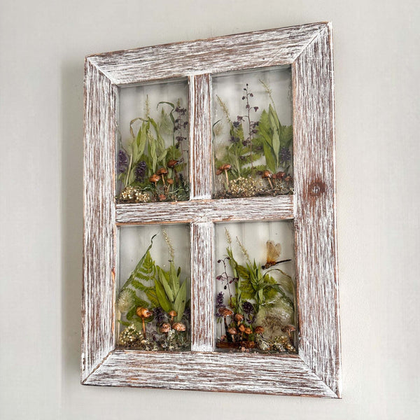 Woodland Whispers - Handmade Rustic Wood Botanical Resin Window