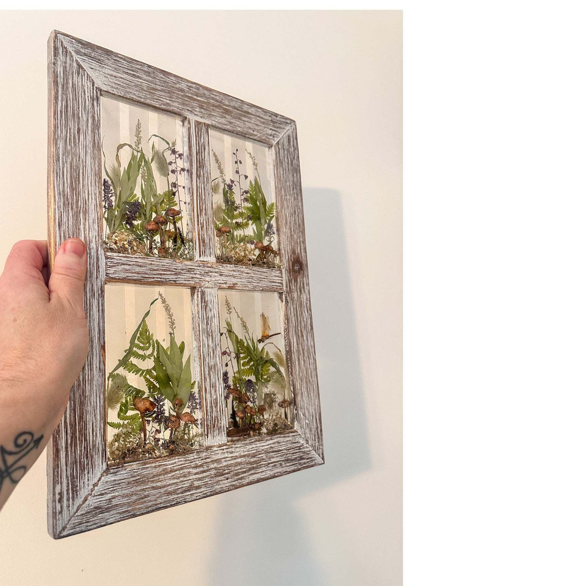 Woodland Whispers - Handmade Rustic Wood Botanical Resin Window