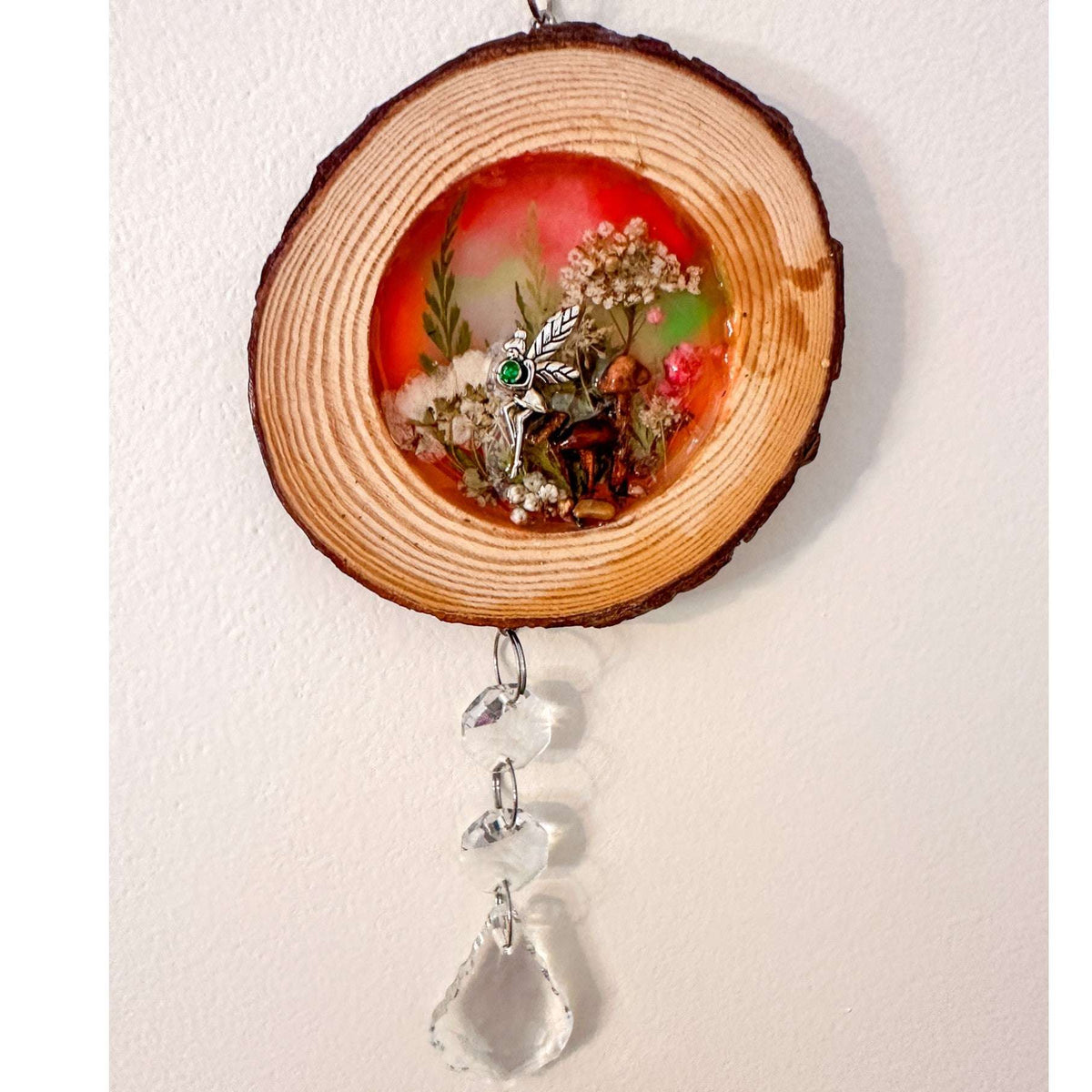 Whimsical Fairy Forest Suncatcher with Real Botanicals & Crystal Prism