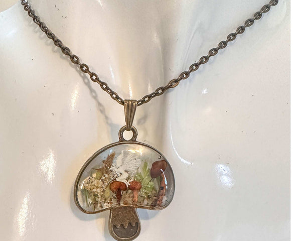Forest Wishkeeper Boho Mushroom Pendant - Handmade Boreal Forest Theme