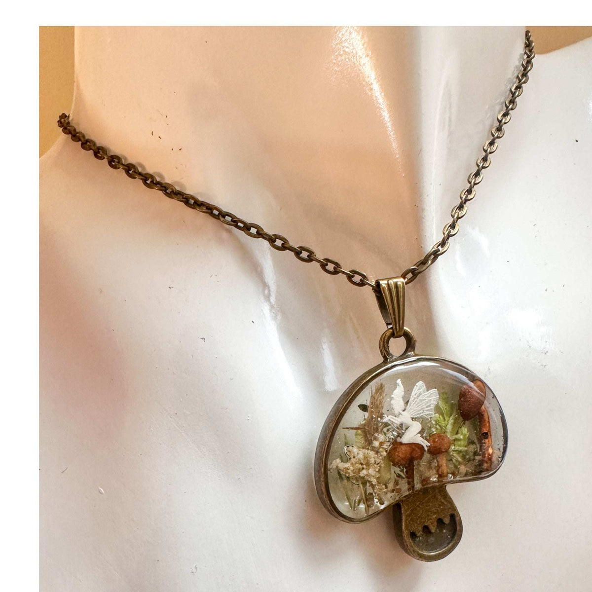 Forest Wishkeeper Boho Mushroom Pendant - Handmade Boreal Forest Theme