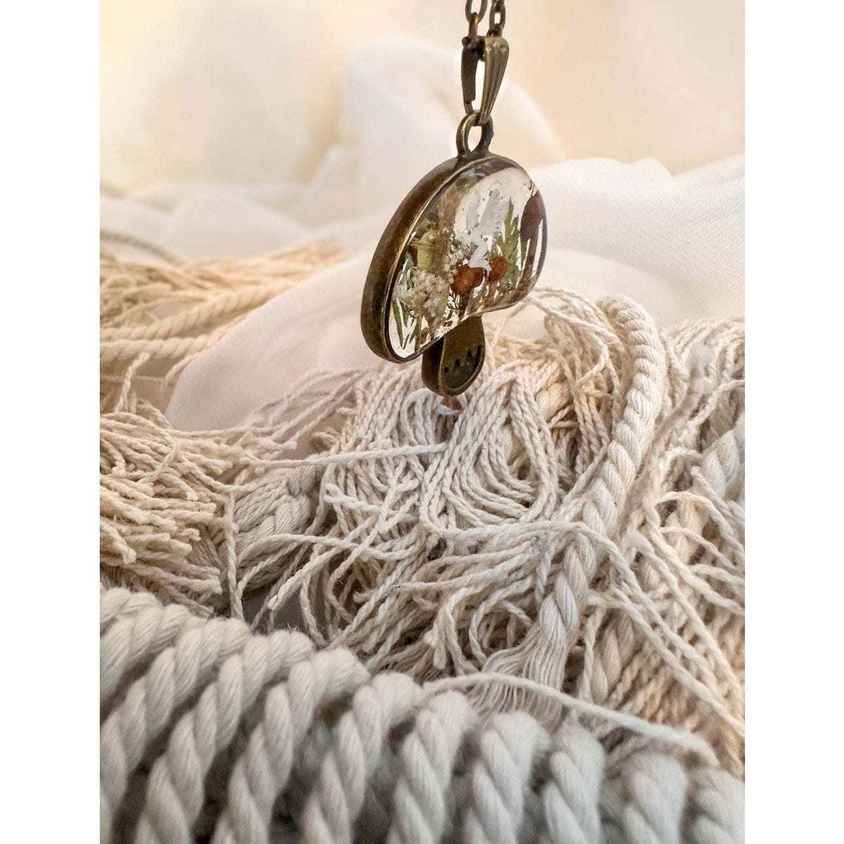 Forest Wishkeeper Boho Mushroom Pendant - Handmade Boreal Forest Theme