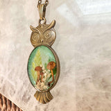 Emerald Woodlands Handmade Botanical Owl Pendant -Keeper of the Forest