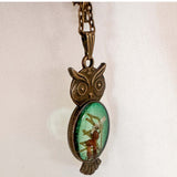 Emerald Woodlands Handmade Botanical Owl Pendant -Keeper of the Forest