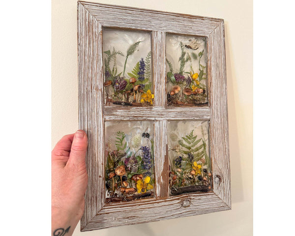 Boreal Forest Window - Handmade Enchanted Forest Mushroom Wall Decor