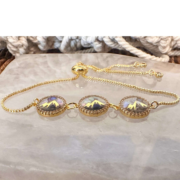 Aurora Peaks Radiance Bracelet - Handmade Northern Lights Mountains