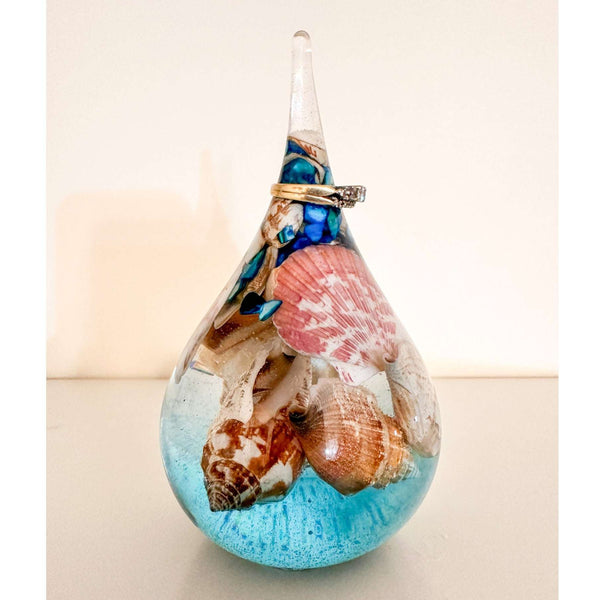 Water Droplet Ring Holder - Handmade Ocean Inspired Resin Art Decor