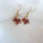 Maple Leaf Drop Earrings - Enchanted Autumn Red Cubic Zirconia Sparkle