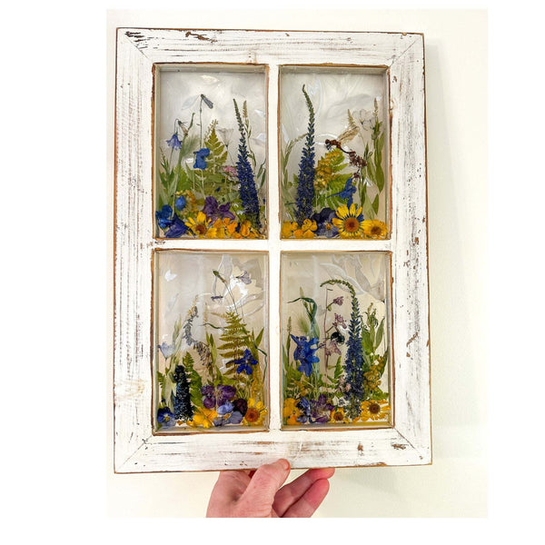 Everlasting Garden Window - Handmade Dried Flower Resin Meadow One