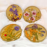 Meadow Bloom Coaster Set - Handmade Dried Flower Resin Coasters