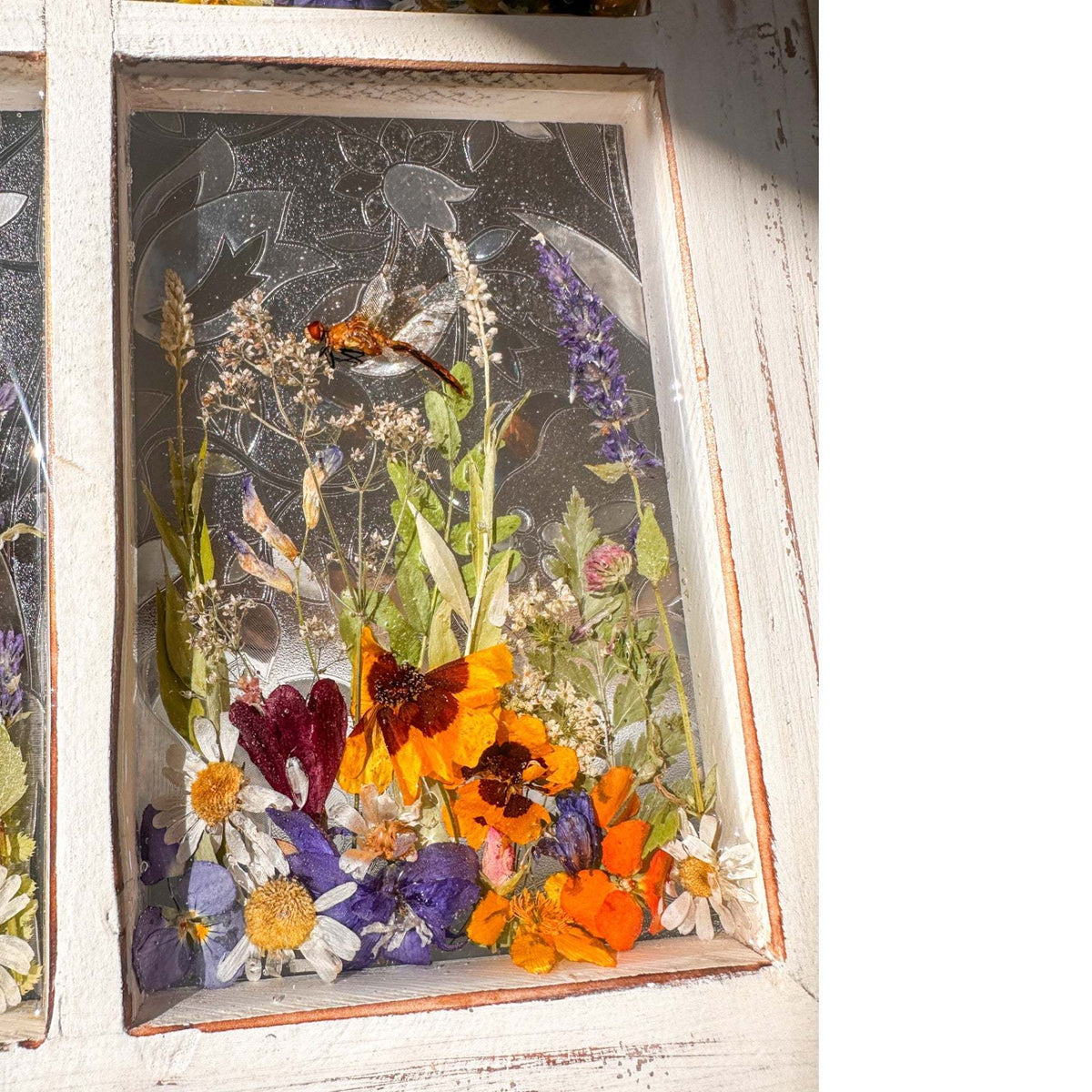 Everlasting Garden Window - Handmade Dried Flower Resin Meadow Two