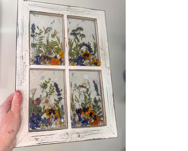 Everlasting Garden Window - Handmade Dried Flower Resin Meadow Two