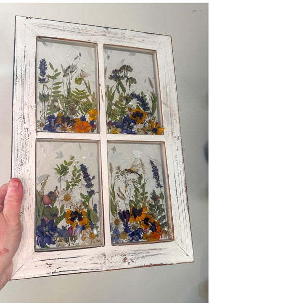Everlasting Garden Window - Handmade Dried Flower Resin Meadow Two
