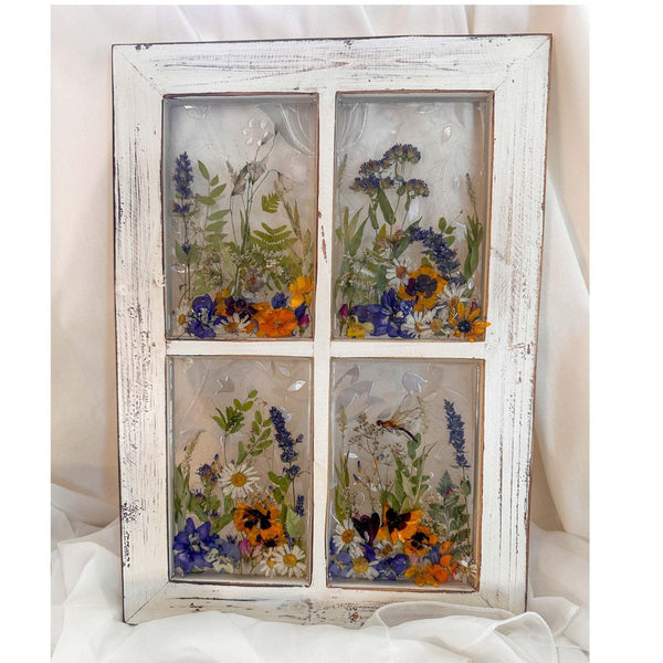 Everlasting Garden Window - Handmade Dried Flower Resin Meadow Two
