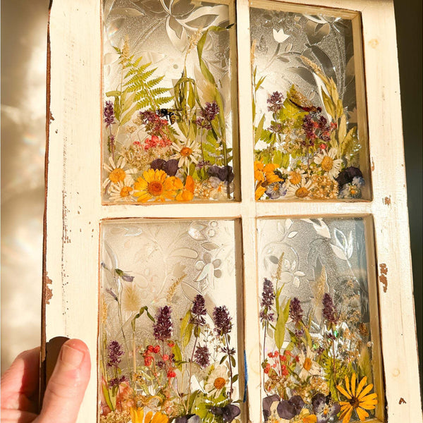 Everlasting Garden Window - Handmade Dried Flower Resin Meadow Three