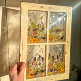 Everlasting Garden Window - Handmade Dried Flower Resin Meadow Three