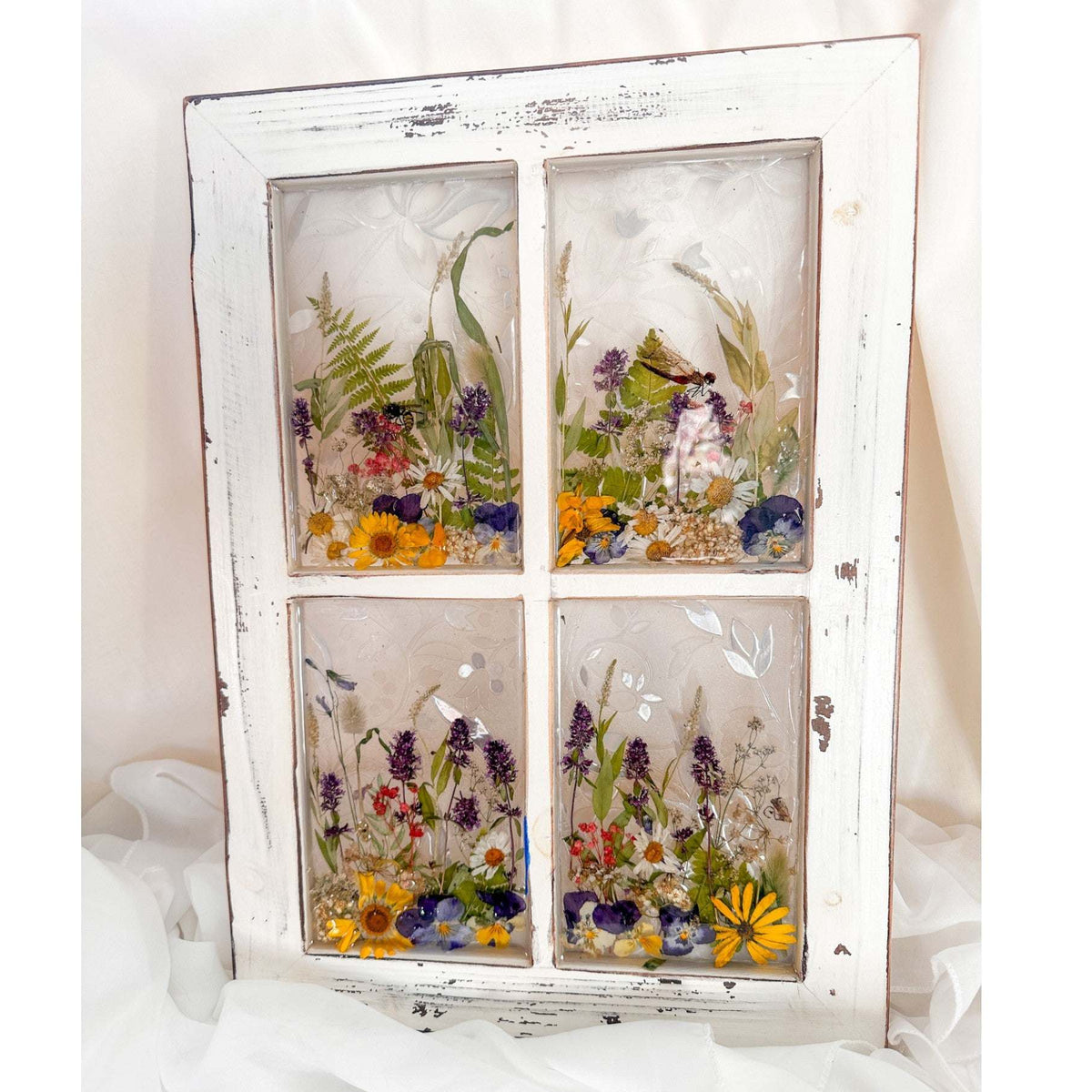 Everlasting Garden Window - Handmade Dried Flower Resin Meadow Three