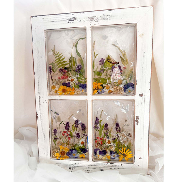 Everlasting Garden Window - Handmade Dried Flower Resin Meadow Three