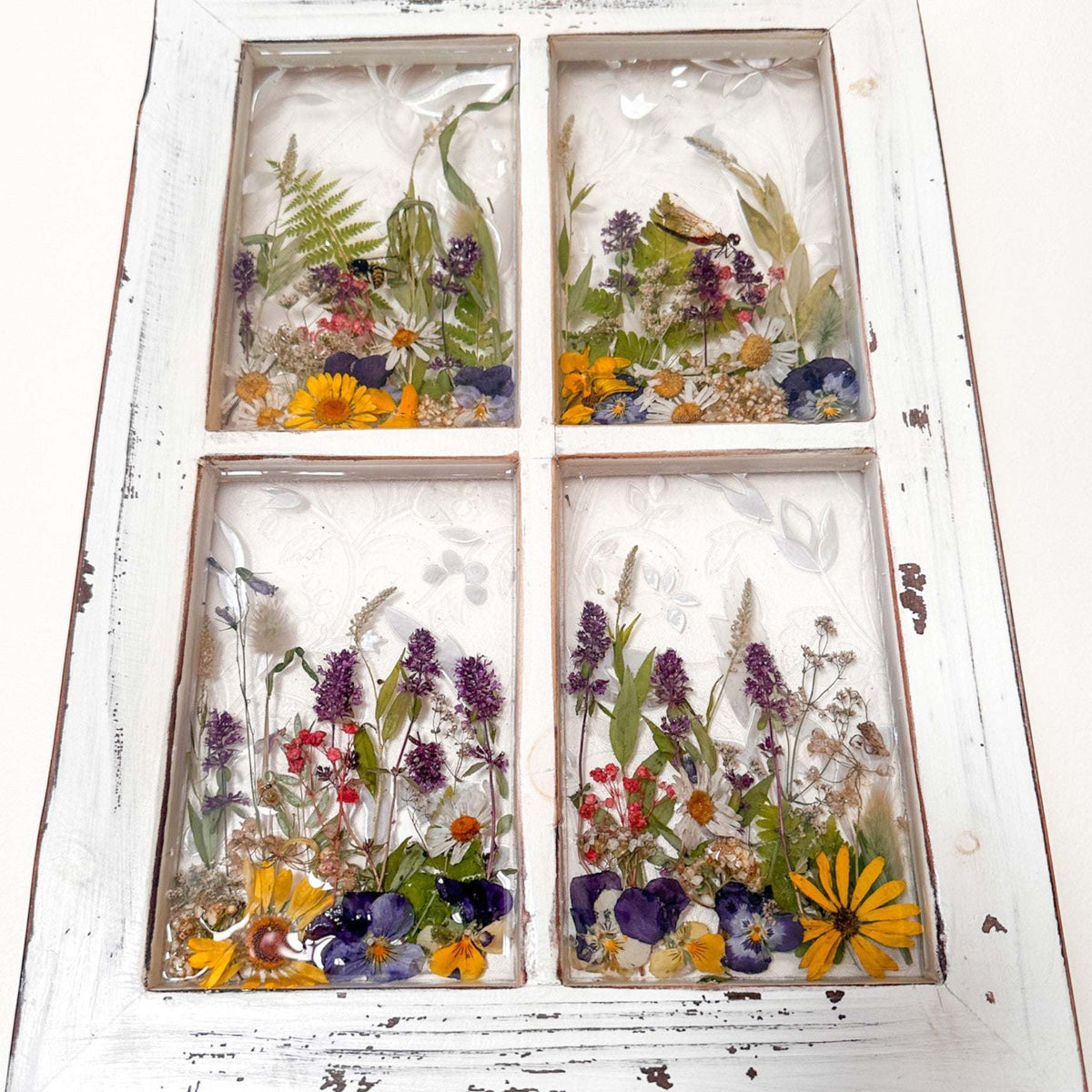 Everlasting Garden Window - Handmade Dried Flower Resin Meadow Three