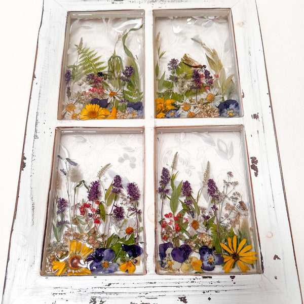 Everlasting Garden Window - Handmade Dried Flower Resin Meadow Three