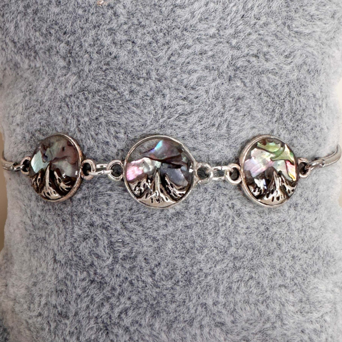 Aurora Peaks Trio  - Handmade Mother of Pearl Resin Slider Bracelet