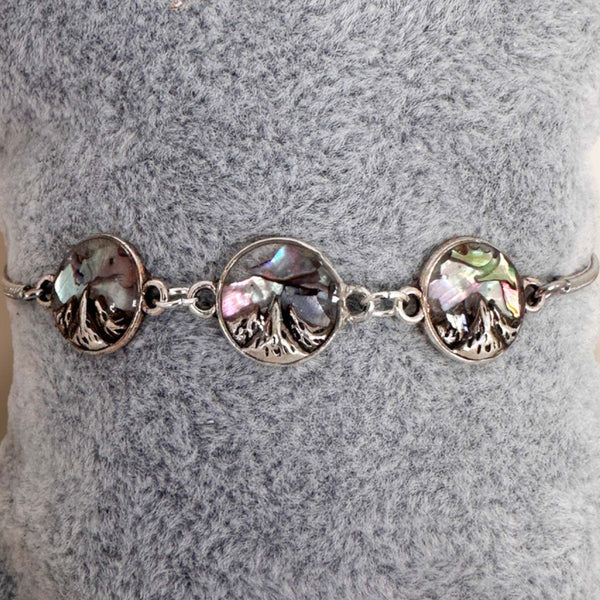 Aurora Peaks Trio  - Handmade Mother of Pearl Resin Slider Bracelet