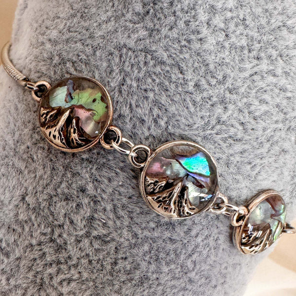 Aurora Peaks Trio  - Handmade Mother of Pearl Resin Slider Bracelet