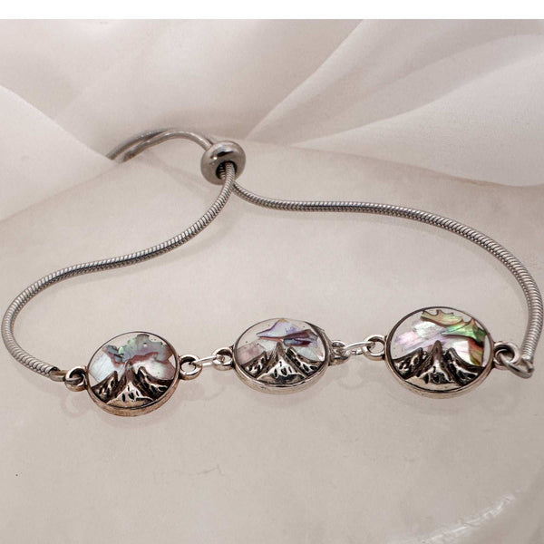 Aurora Peaks Trio  - Handmade Mother of Pearl Resin Slider Bracelet