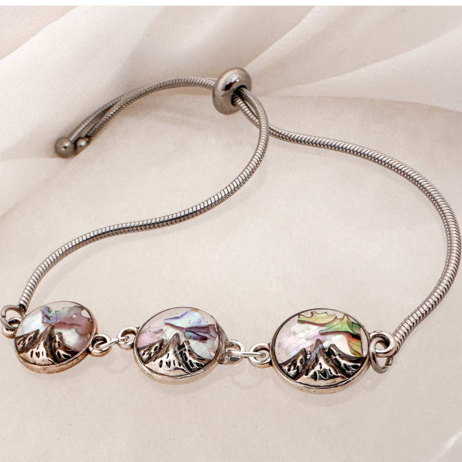 Aurora Peaks Trio  - Handmade Mother of Pearl Resin Slider Bracelet