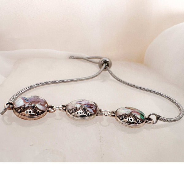 Aurora Peaks Trio  - Handmade Mother of Pearl Resin Slider Bracelet