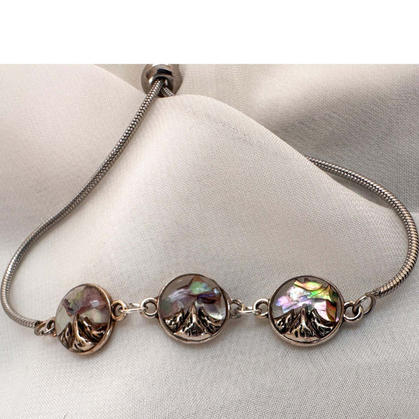 Aurora Peaks Trio  - Handmade Mother of Pearl Resin Slider Bracelet